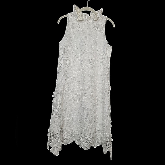 Tuckernuck Blanc Guipure Lace Blythe Dress White Dimensional Floral Bridal SM - Picture 6 of 16
